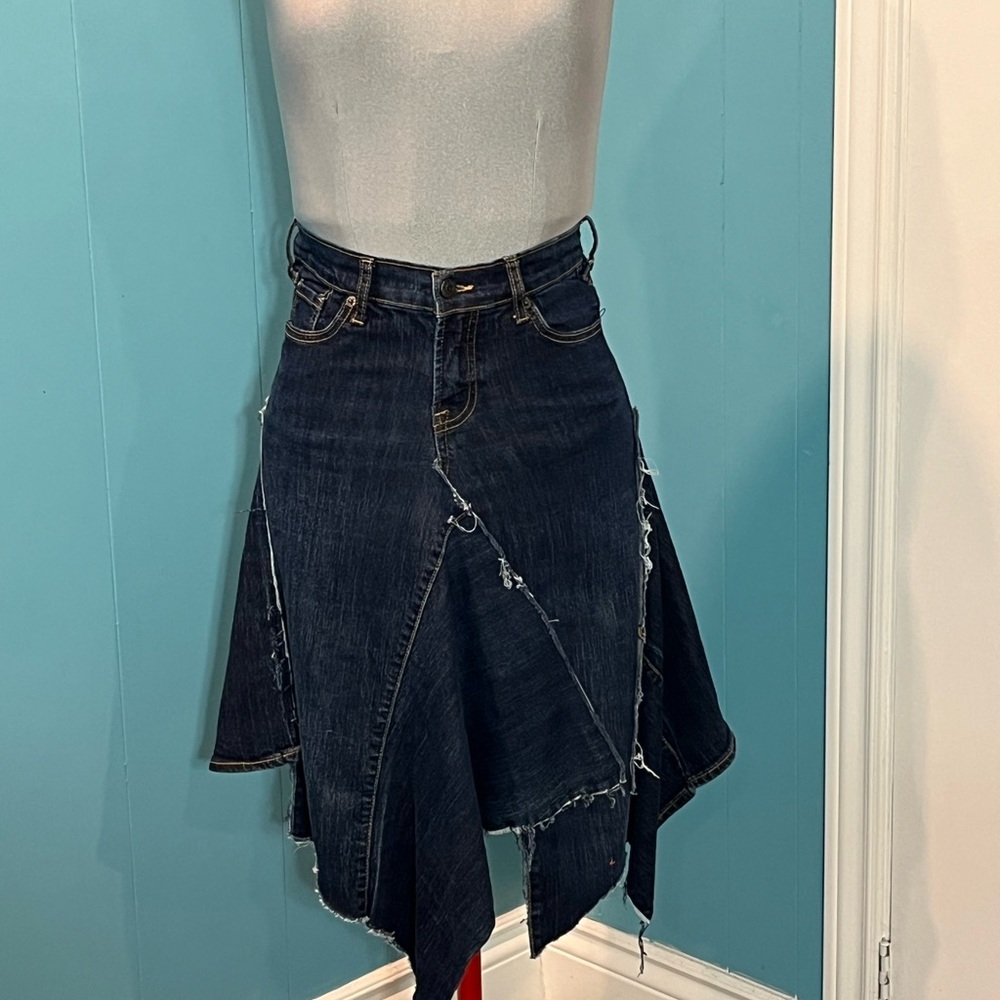 Upcycled - Old Navy Dark Blue Asymmetrical Denim Skirt